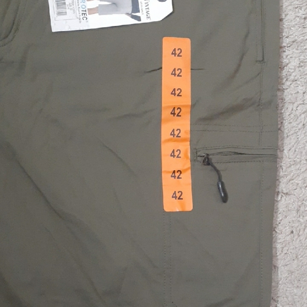 NWT Tailor Vintage Men's AeroTec Shorts - Size: 40, 42 - Army Green - Picture 4 of 5